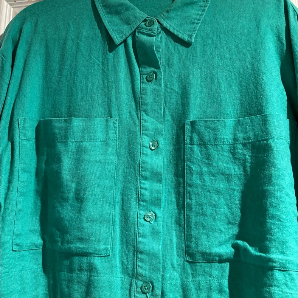 Teal Button-Up Women's Blouse
